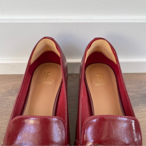 Burgundy Red Loafers with Gold Accents - Picture 6 of 7